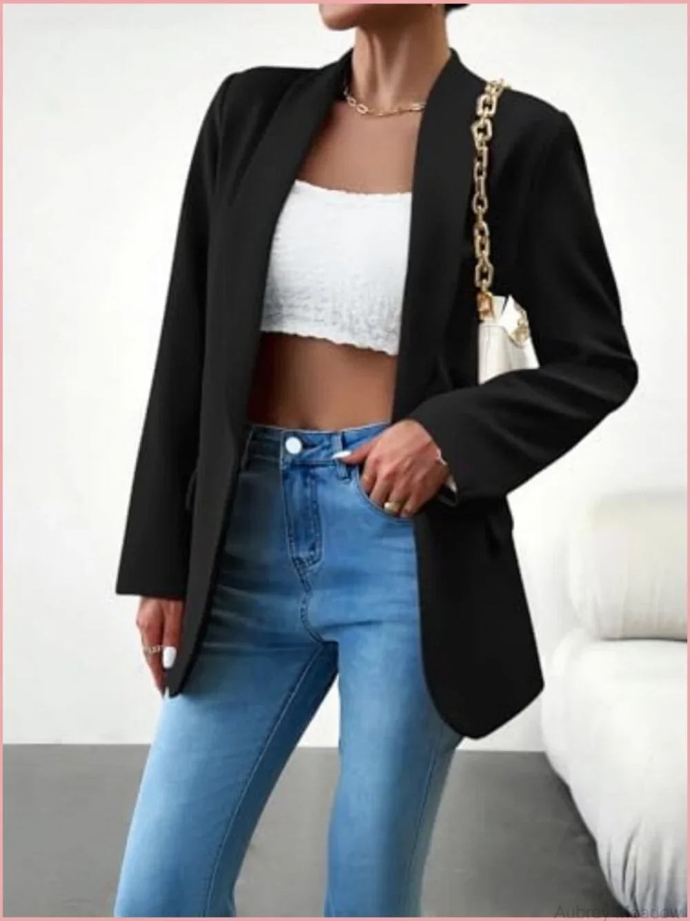 Shawl Collar Blazer Long Sleeve Open Front Slim Fit Work Office Jacket